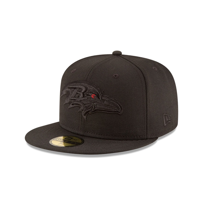Baltimore Ravens BLACKOUT New Era 59Fifty Fitted Hat – Black/Black 6 7/8