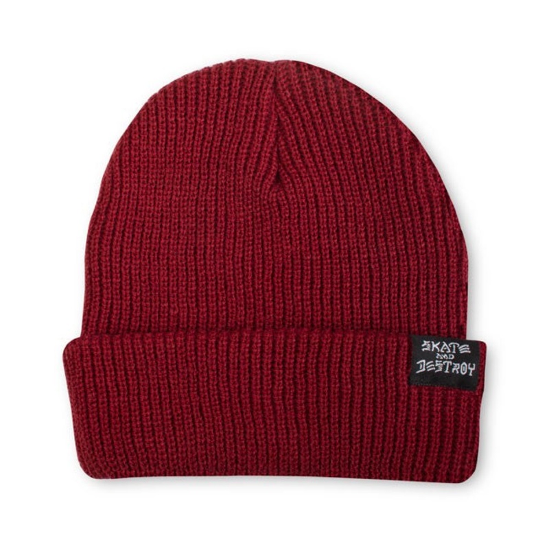 Thrasher Skategoat / Skate and Destroy Beanie by Elm (Maroon) One Size