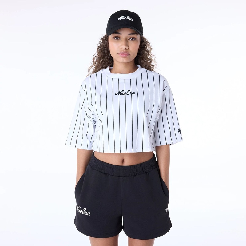 Womens New Era Pinstripe White T-Shirt XS