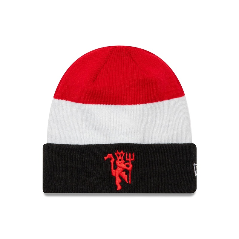 Manchester United FC Flag Black Cuff Knit Beanie Hat OSFM