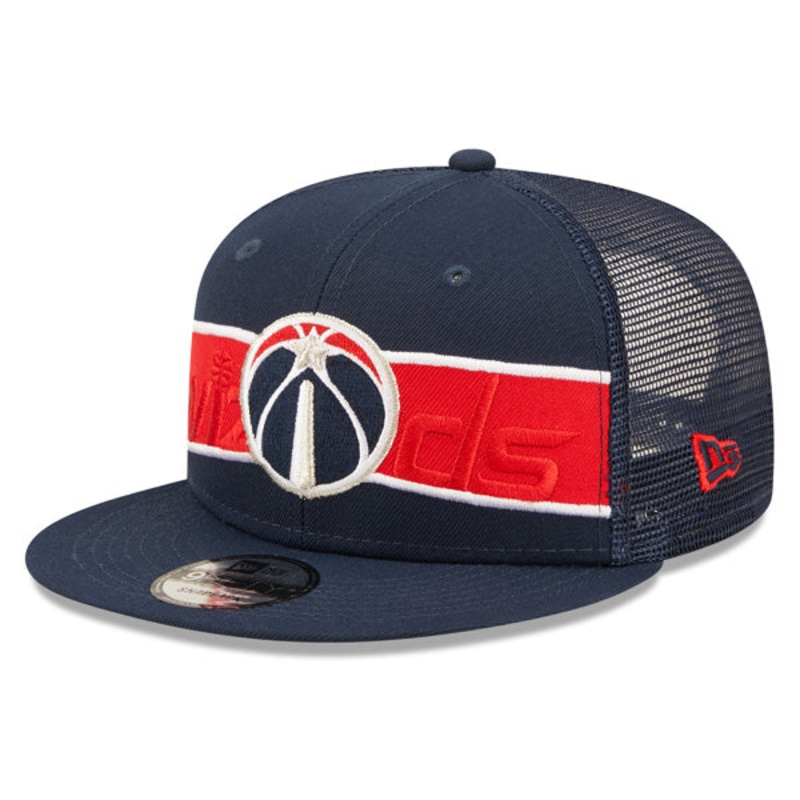 Washington Wizards New Era NBA TONAL BAND TRUCKER 9FIFTY Snapback Hat – Navy/Red