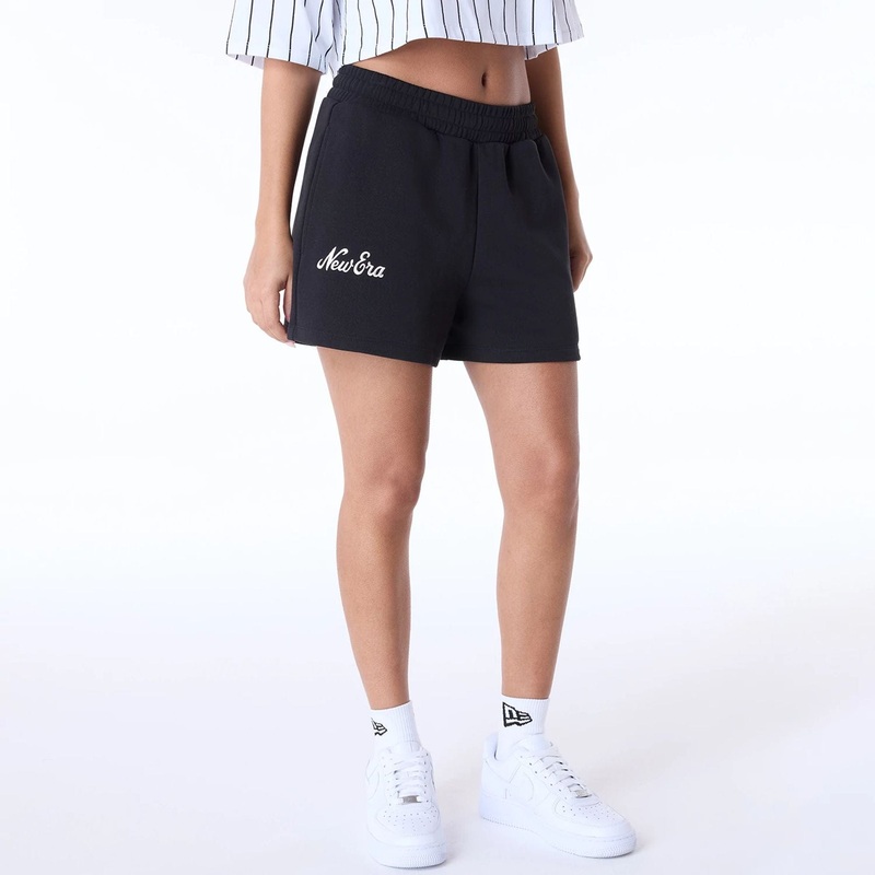 Womens New Era Script Black Shorts XS