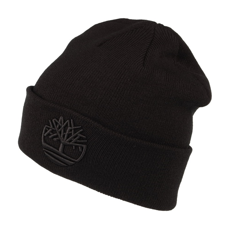 Timberland Hats Tonal 3D Embroidery Beanie Hat – Black 1-Size