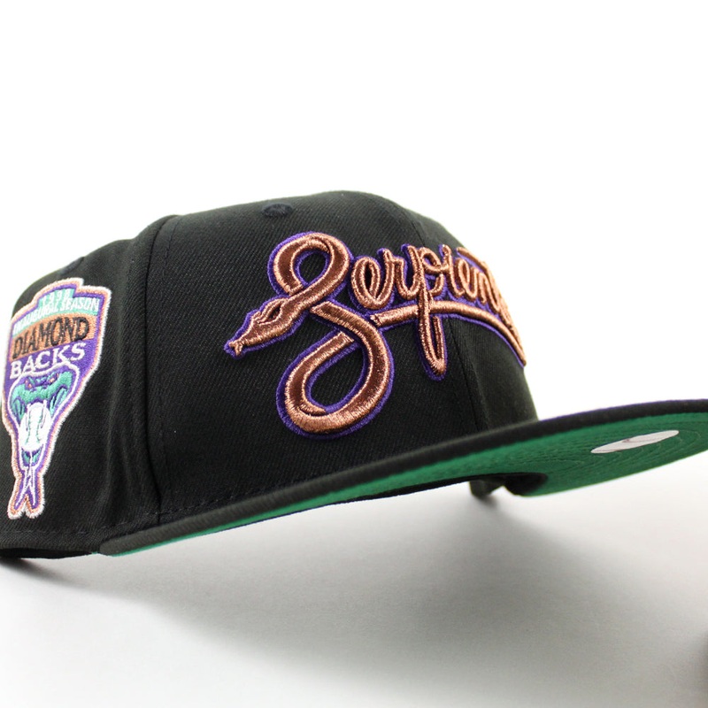 Arizona Diamondbacks Serpientes 1998 Inaugural Season New Era 59Fifty Fitted Hat (Black Green Under Brim) 7