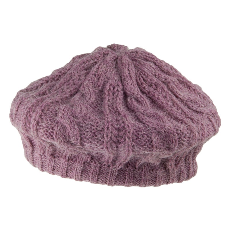 Whiteley Hats Cable Knit Beret – Rose 1-Size