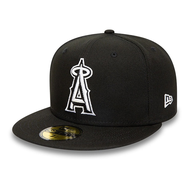 Anaheim Angels MLB Black and White 59FIFTY Fitted Cap 6 1/2