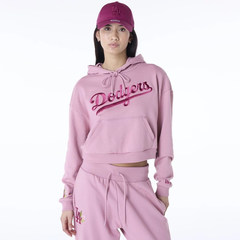 LA Dodgers Womens MLB Graphic Dark Pink Pullover Hoodie XS