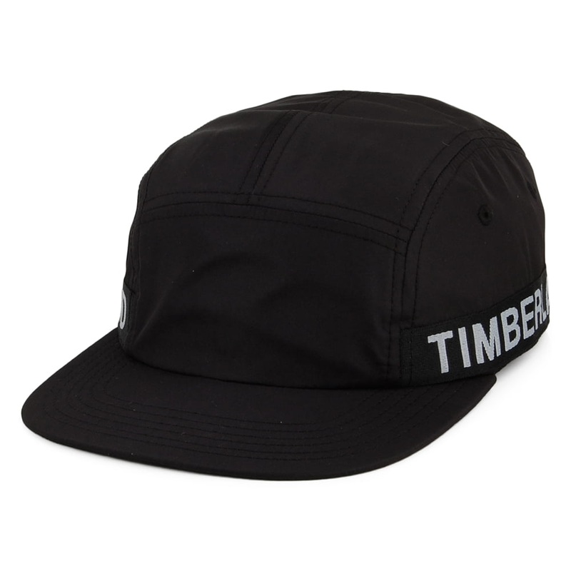 Timberland Hats Jacquard Logo 5 Panel Cap – Black Adjustable
