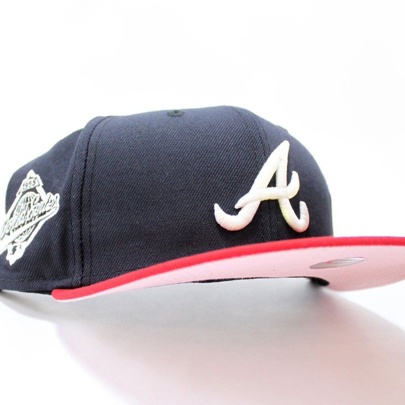 Atlanta Braves 1995 World Series New Era 59Fifty Fitted Hat (Glow in the Dark Logo Pink Under Brim) 6 7/8
