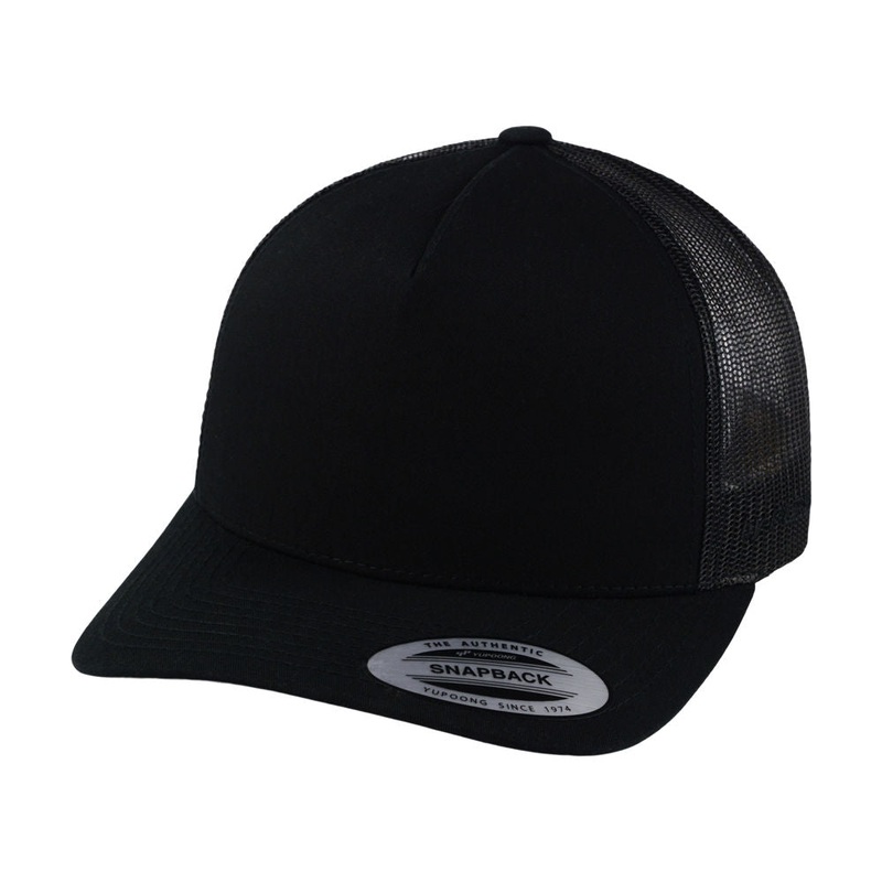 YP Classics 5-Panel Retro Trucker – Black Adjustable