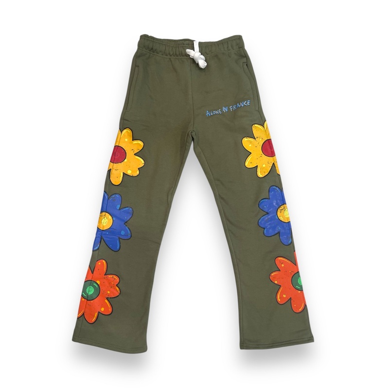 ALONE IN FRANCE “WORLD TOUR” FLARE (OLIVE) JOGGER XS