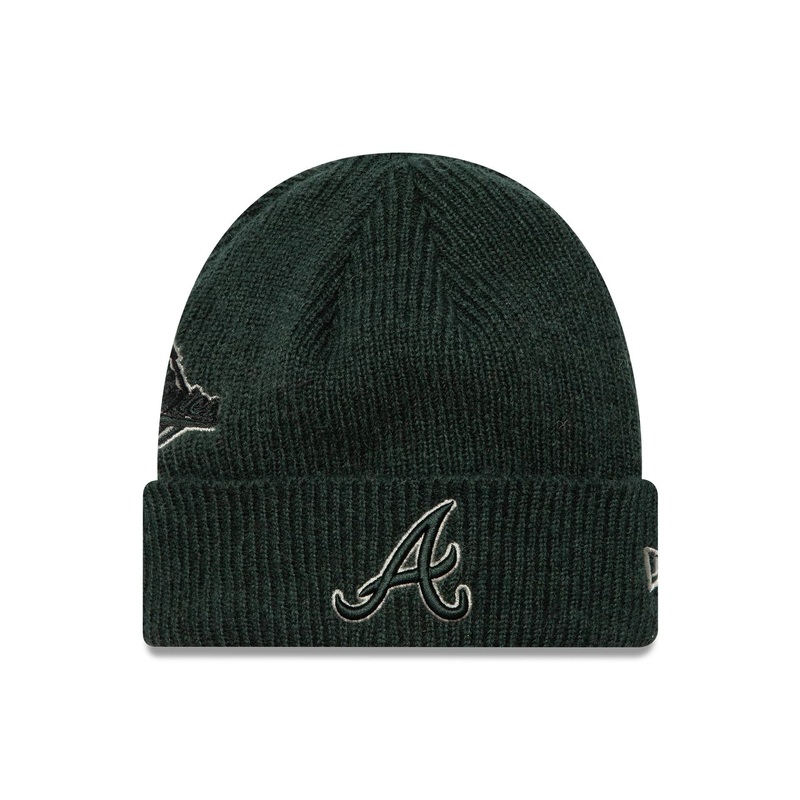 Atlanta Braves World Series Patch Dark Green Cuff Knit Beanie Hat OSFM