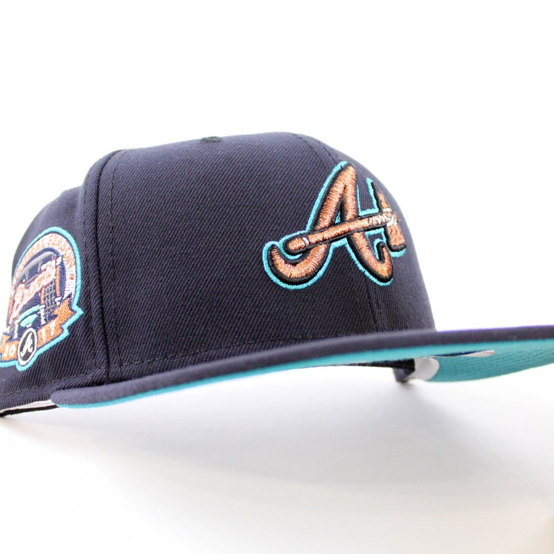 Atlanta Braves Inaugural Season New Era 59Fifty Fitted Hat (Navy Aqua Under Brim) 7