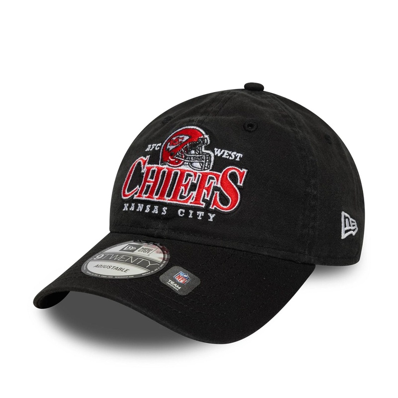 Kansas City Chiefs NFL Helmet Black 9TWENTY Adjustable Cap OSFM