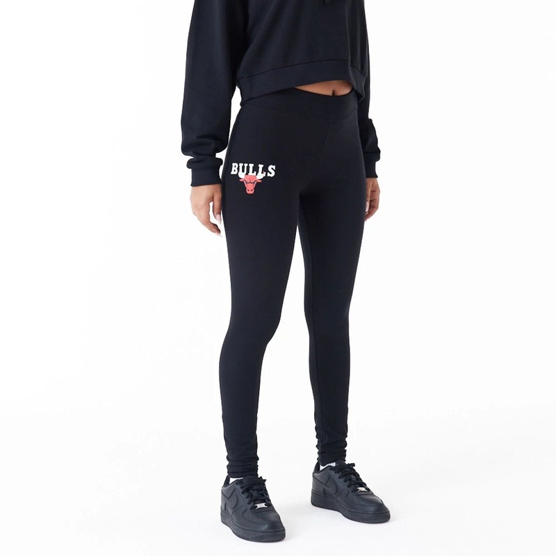 Chicago Bulls Womens NBA Team Bulls Logo Black Leggings XS
