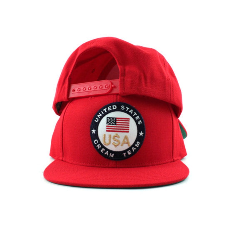 United States CREAM TEAM Snapback Hats (RED Green Under Brim) One Size