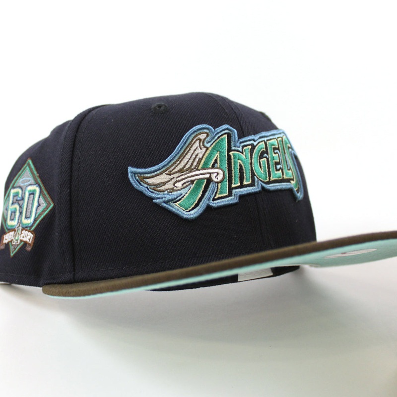 Anaheim Angels 60th New Era 59Fifty Fitted Hat (Navy Walnut Blue Tint Under Brim) 7