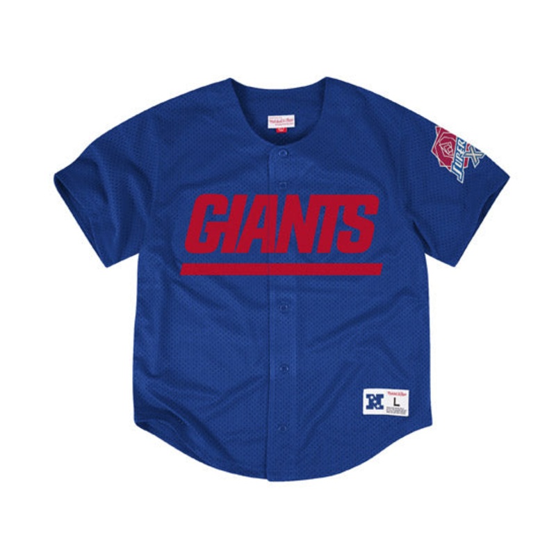 New York Giants Mesh Button Jersey Mitchell & Ness (Blue) l