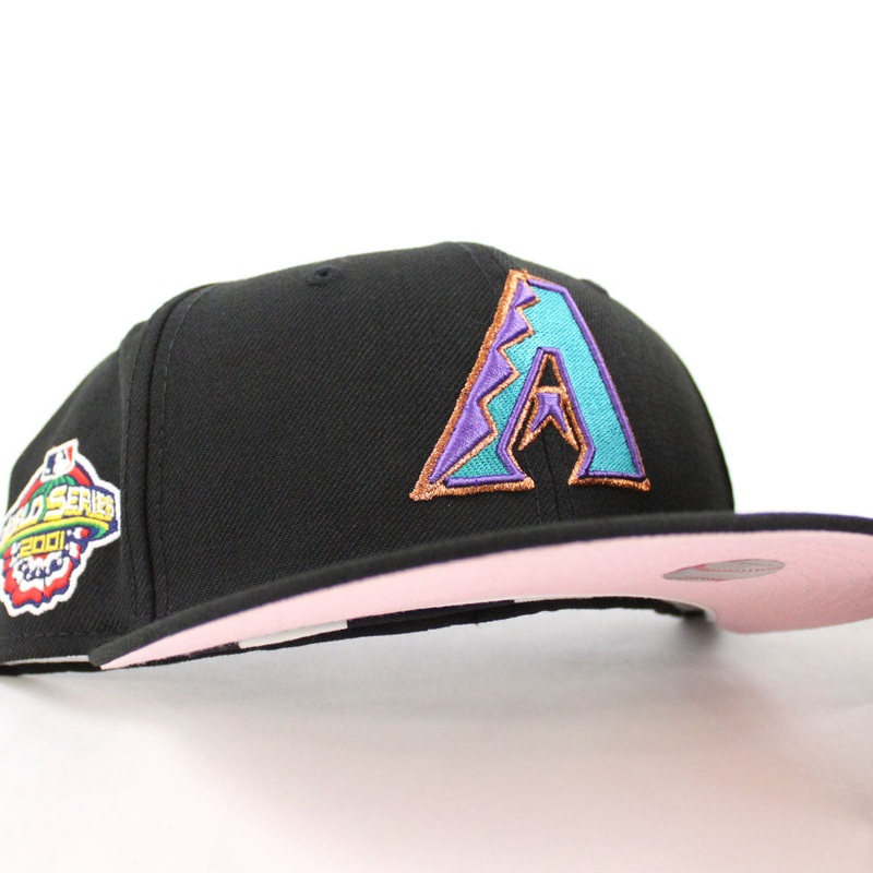 Arizona Diamondbacks 2001 World Series New Era 59Fifty Fitted Hat (Black ALT Pink Under Brim) 6 7/8