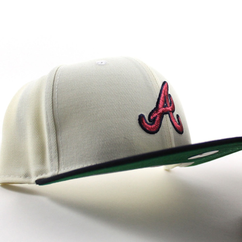 Atlanta Braves 40th ANNIVERSARY New Era 59Fifty Fitted Hat (Chrome White Navy Green Under Brim) 6 7/8