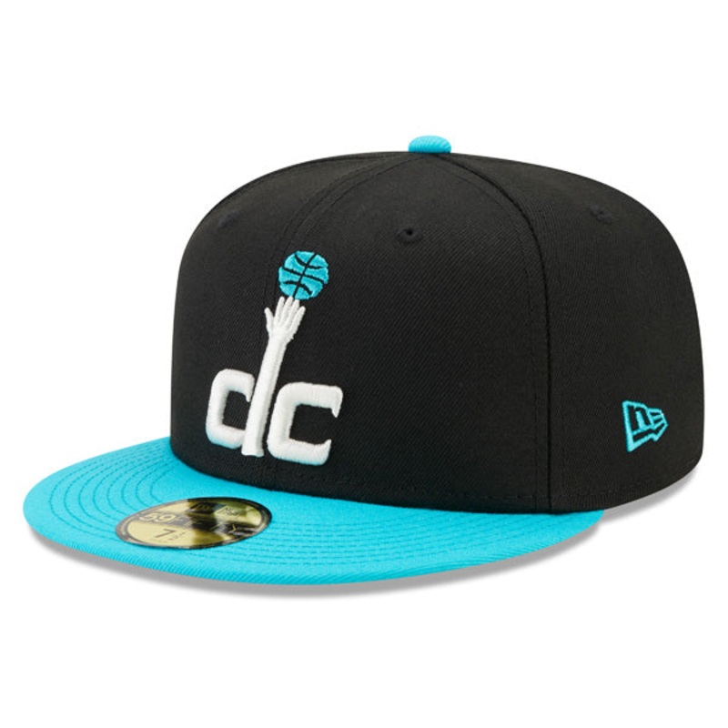 Washington Wizards New Era AQUA BLUE HOOK Fitted 59Fifty NBA Hat 7