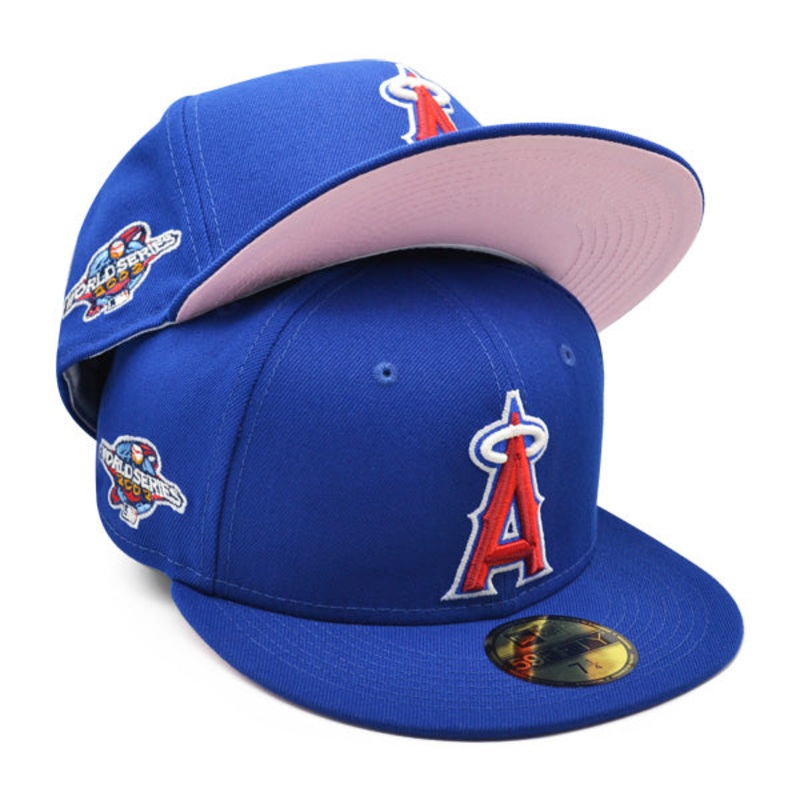 Anaheim Angels 2002 WORLD SERIES Exclusive New Era 59Fifty Fitted Hat – Royal/Red/Pink Bottom 8