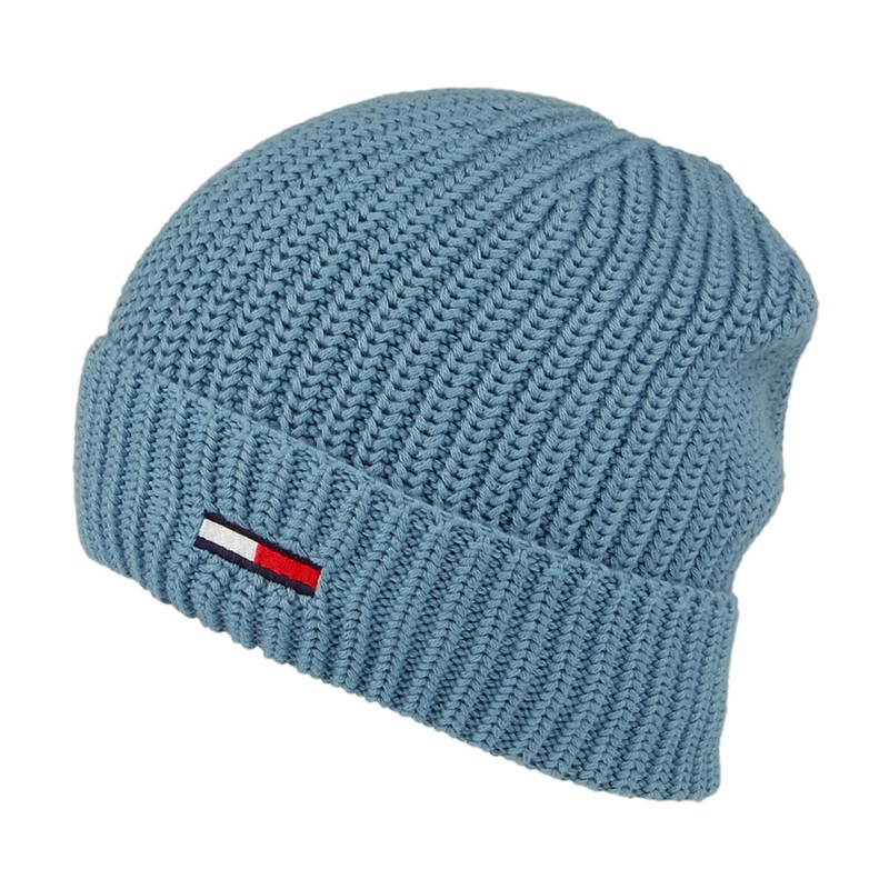 Tommy Hilfiger Hats TJM Flag Ribbed Beanie Hat – Light Blue 1-Size