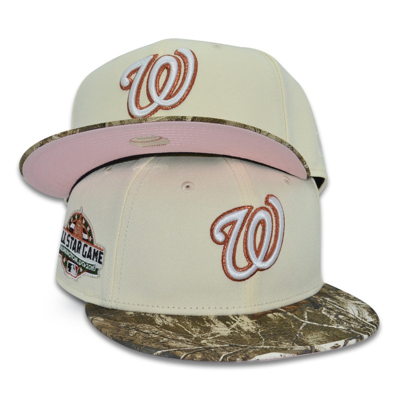 Washington Nationals “WORK” Real Tree Brim Exclusive New Era 59Fifty Fitted Hat – Chrome/Pinky UV 6 7/8