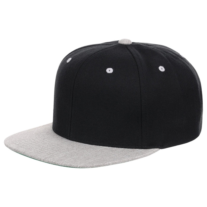 YP Classics Blank Snapback – Black/Heather Grey Adjustable
