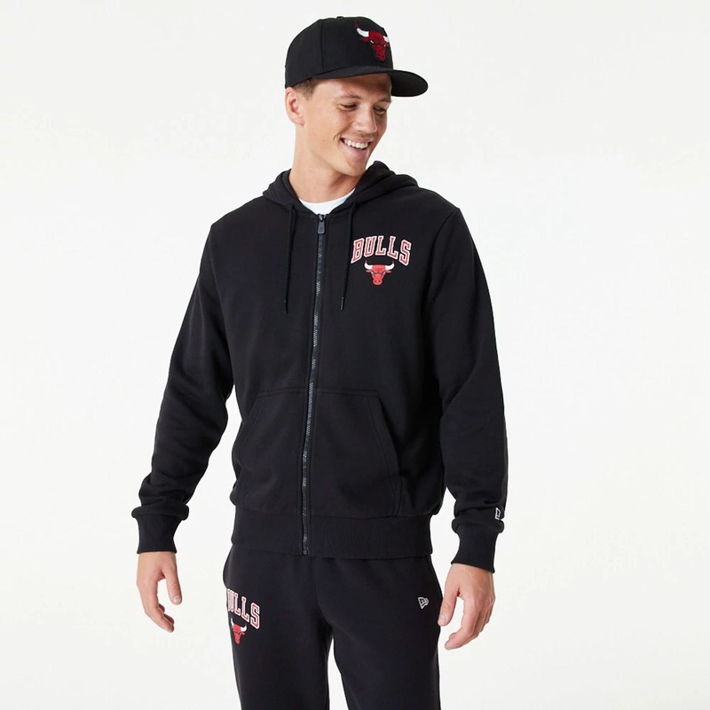 Chicago Bulls NBA Essential Black Full Zip Hoodie XS