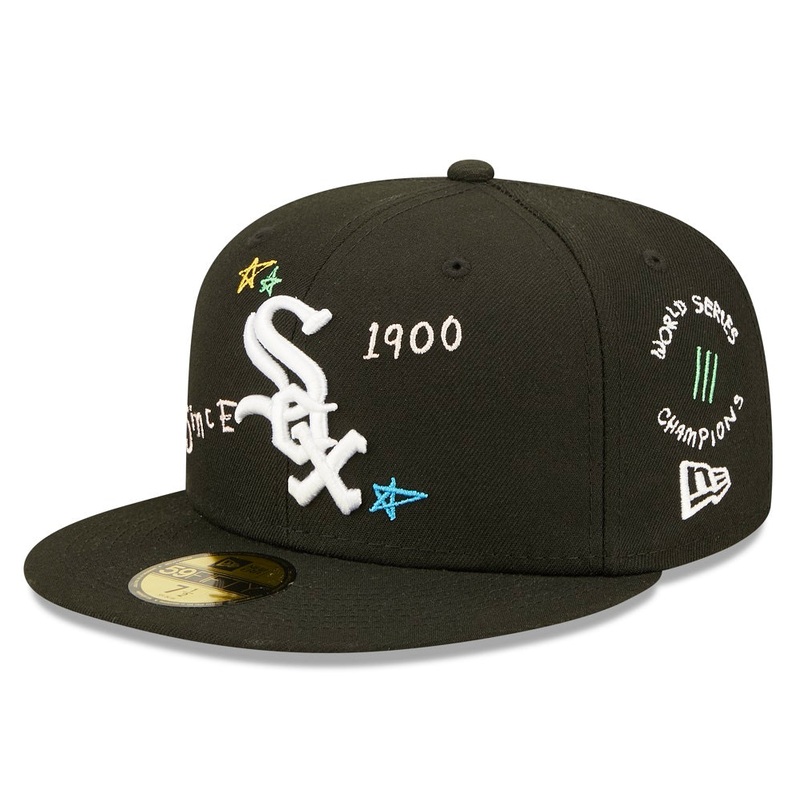 Chicago White Sox 59FIFTY Scribble Black Cap 7