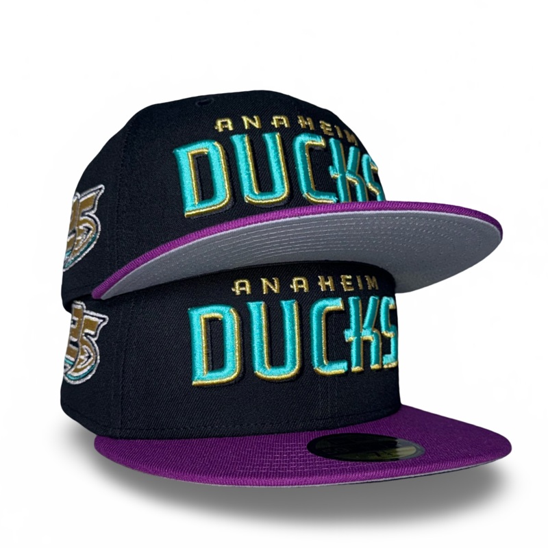 Anaheim Ducks “DUCKY CACTUS” Exclusive New Era 59Fifty Fitted Hat – Black/Sparklng Grape 6 7/8