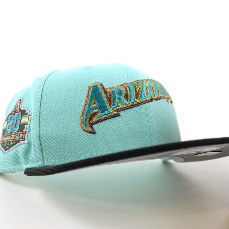 Arizona Diamondbacks 20th Anniversary New Era 59Fifty Fitted Hat (Blue Tint Black Gray Under Brim) 7