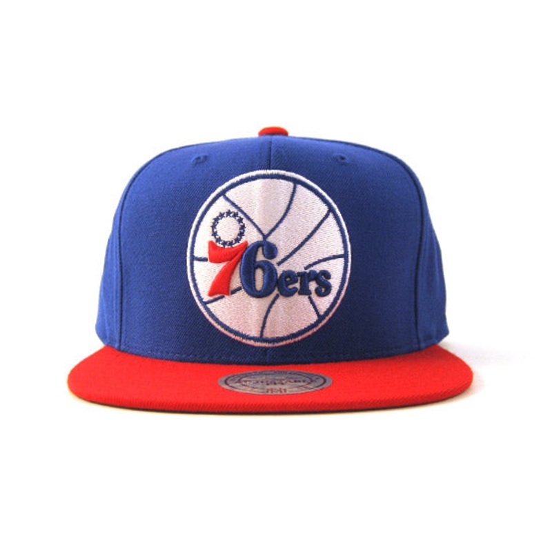 Philadelphia 76ers Mitchell&Ness Snapback Hat (Team Colors/Green Under Brim) One Size