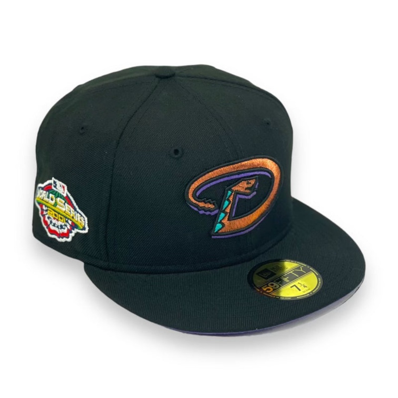 ARIZONA DIAMONDBACKS (BLACK)”2001 WORLDSERIES” NEW ERA 59FIFTY FITTED (PURPLE UNDER VISOR) 67/8