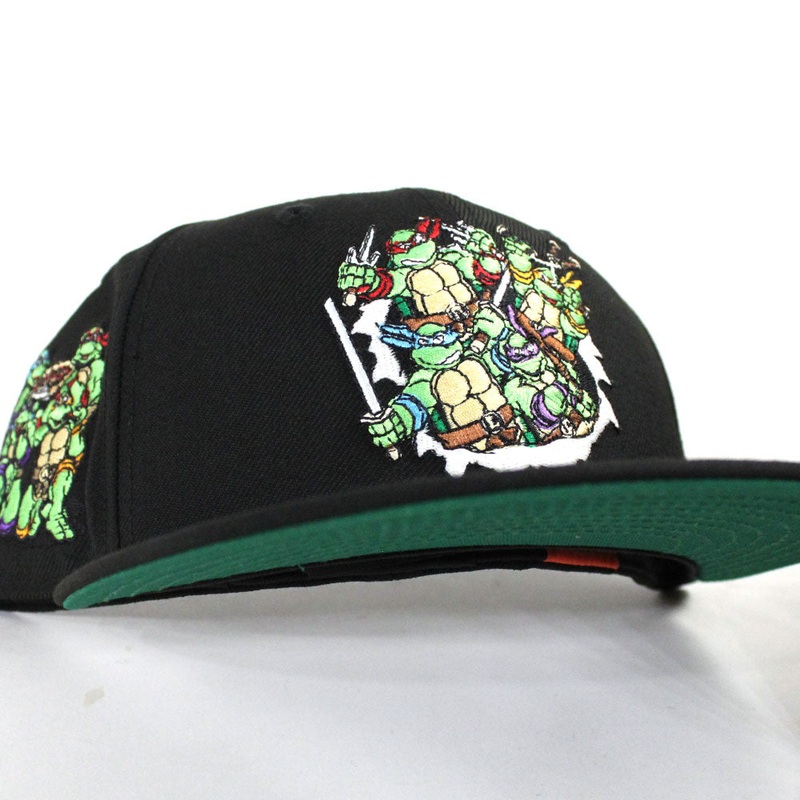 The Teenage Mutant Ninja Turtles New Era 59Fifty Fitted Hat (BLACK Green Under Brim) 6 7/8