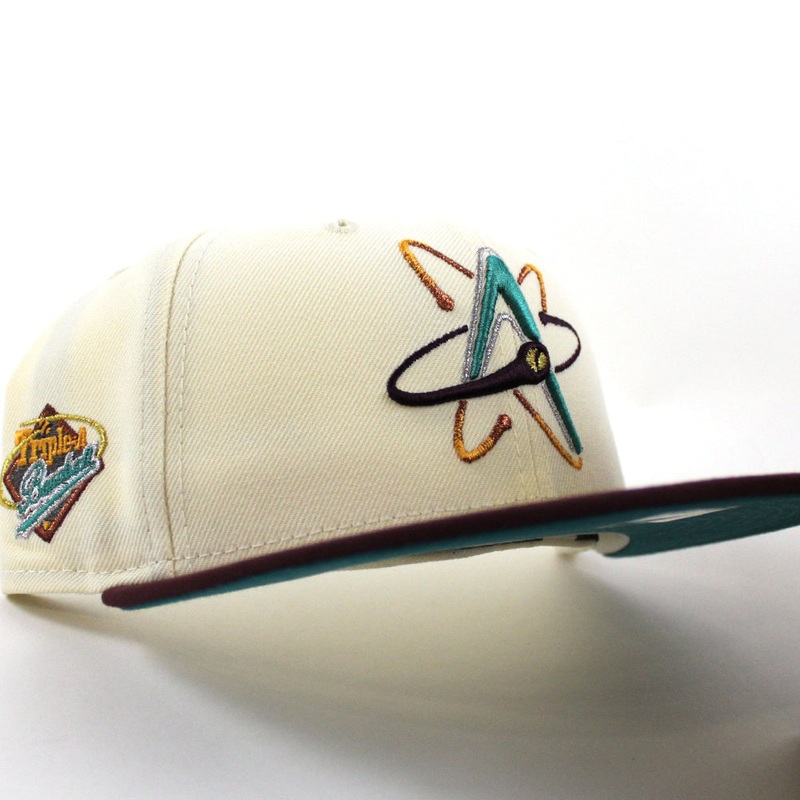 ALBUQUERQUE ISOTOPES Triple A Baseball New Era 59Fifty Fitted Hat (Chrome Maroon Aqua Under Brim) 7