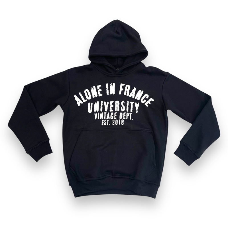 ALONE IN FRANCE UNIVERSITY (BLACK) HOODIE S