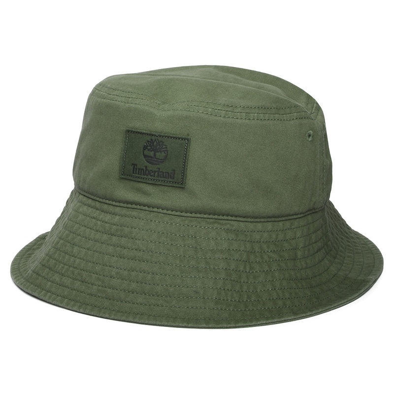 Timberland Hats Monochrome Washed Cotton Twill Bucket Hat – Olive Small/Medium