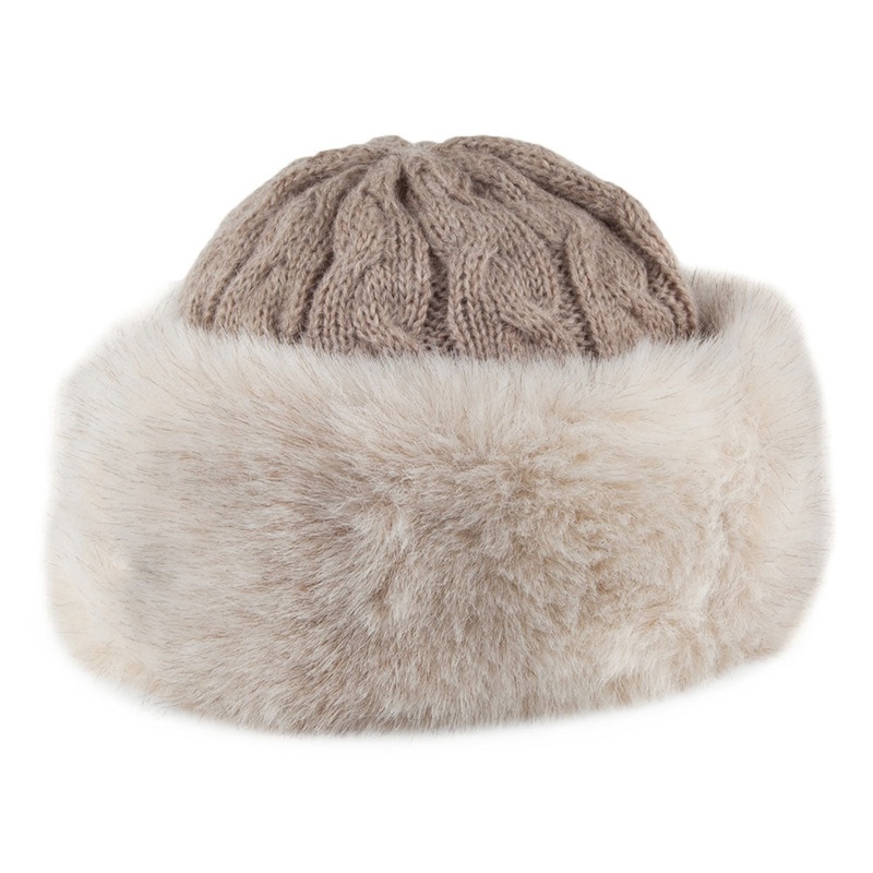Whiteley Hats Italian Knit Winter Hat with Faux Fur Cuff – Grey 1-Size