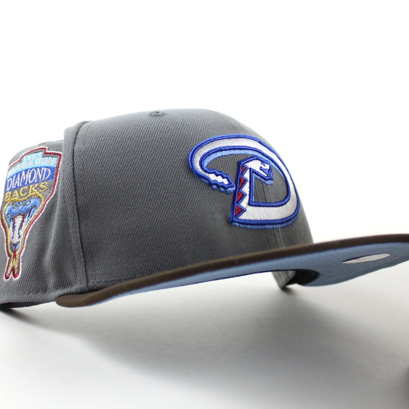Arizona Diamondbacks 1998 Inaugural Season New Era 59Fifty Fitted Hat (Gray Walnut Brown Sky Blue Under Brim) 7