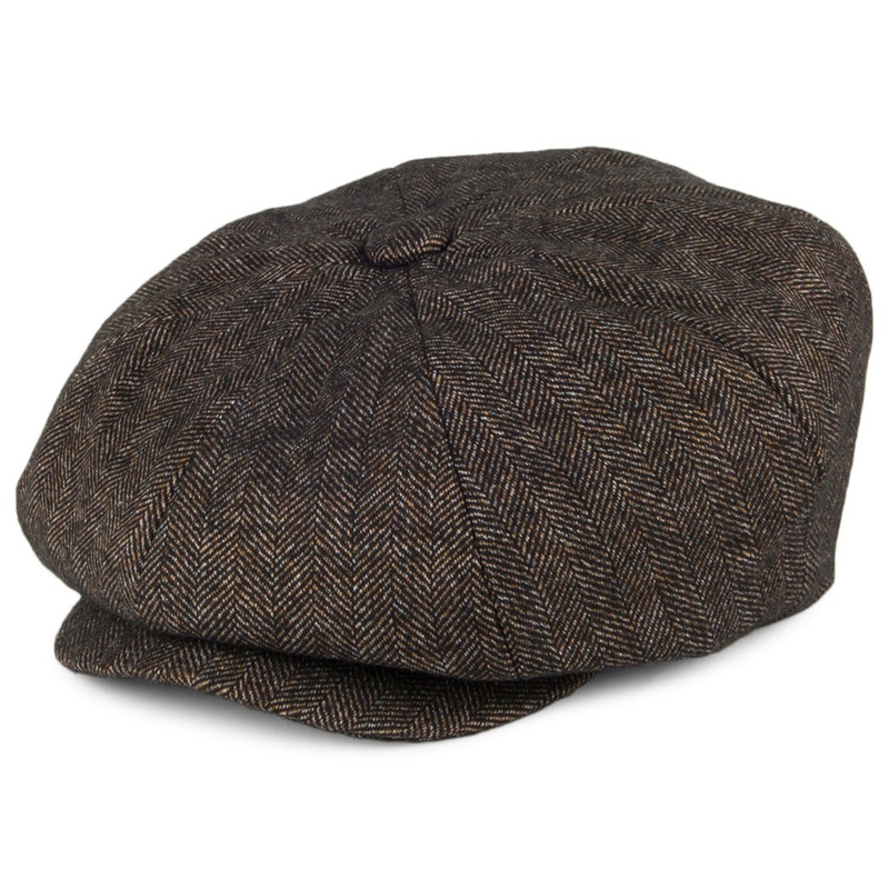 Bailey Hats Beech Herringbone Newsboy Cap – Black-Brown S
