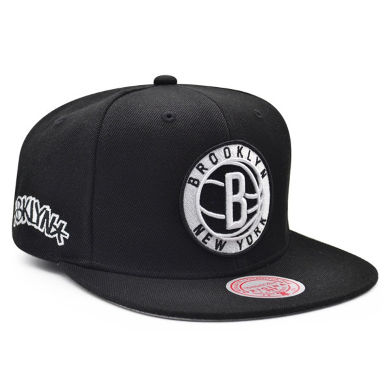 Brooklyn Nets Mitchell & Ness INVERTED LOGO Snapback NBA Hat – Black