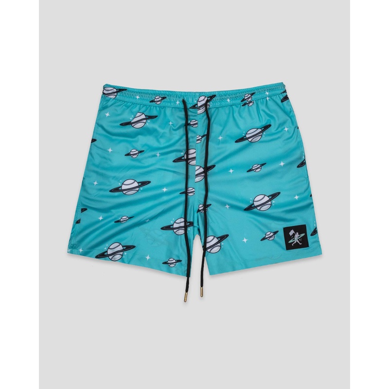 Space Ball Diamond Air Mesh Shorts – Black and Teal Small