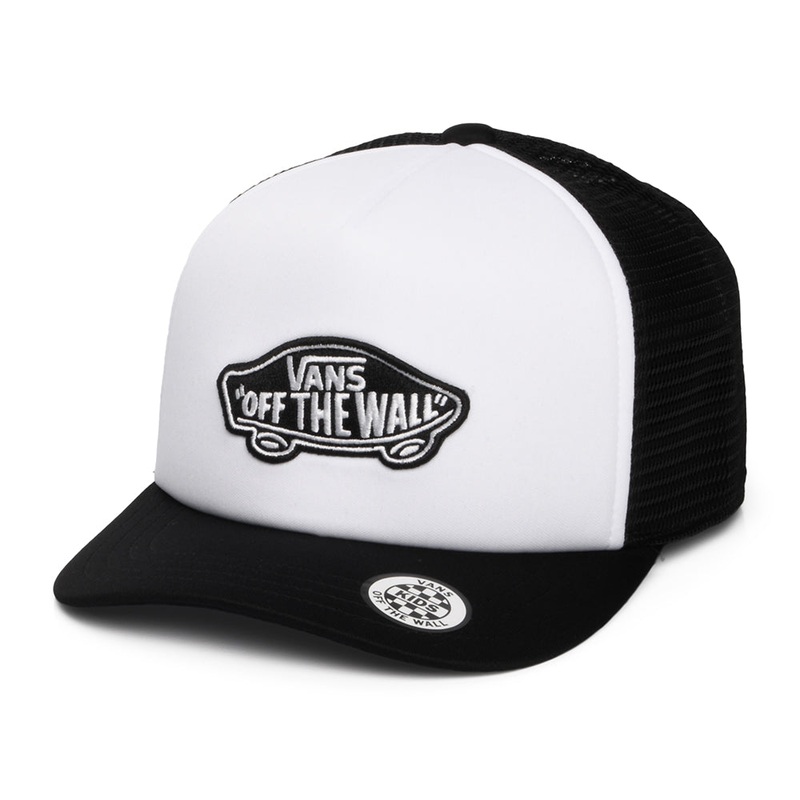 Vans Hats Kids Classic Patch Curved Brim Trucker Cap – White-Black CHILD ADJ.
