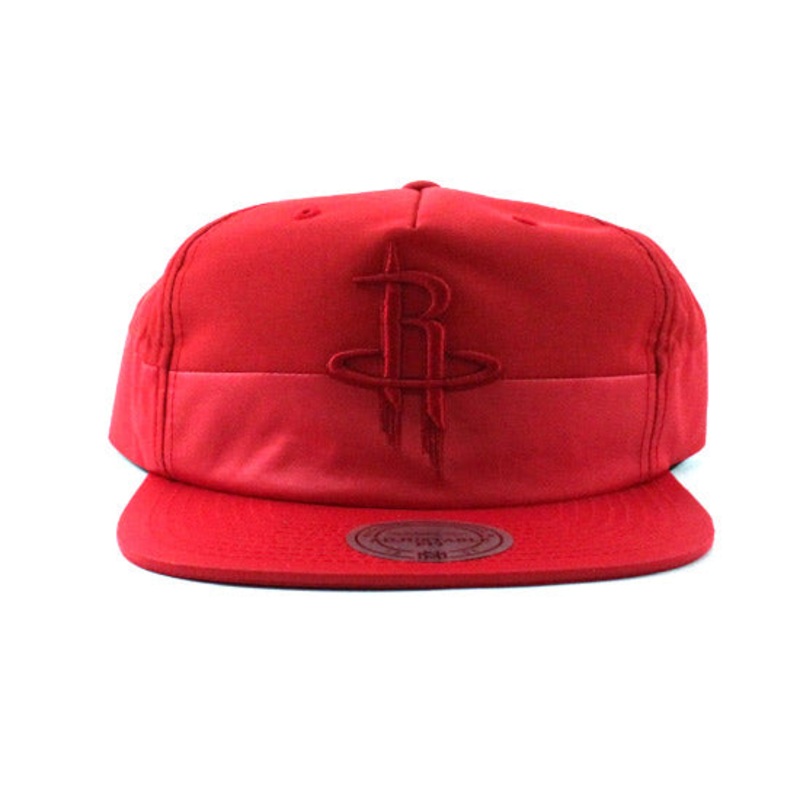 Houston Rockets Mitchell & Ness Nylon Snapback Hat (Red On Red) One Size