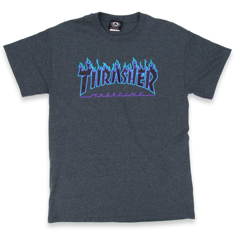 Thrasher Flame Tee (Dark Heather) s