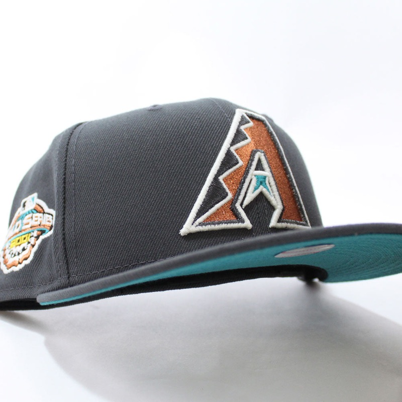 Arizona Diamondbacks 2001 World Series New Era 59Fifty Fitted Hat (GITD Graphite Teal Under Brim) 7