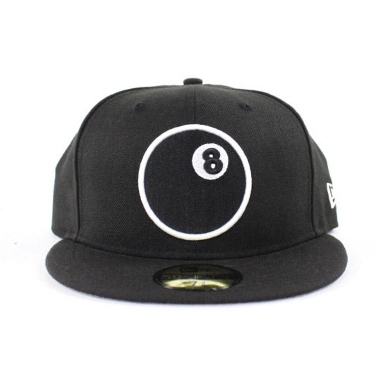 8 Ball New Era 59Fifty Fitted Hats (Black White Gray Under Brim) 7
