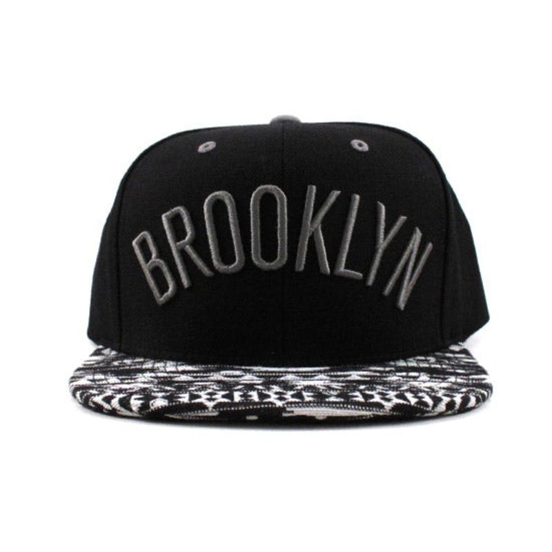 Brooklyn Nets Mitchell & Ness Strapback Hats (Black White Gray) One Size